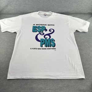 Vintage Hanes Heavyweight 50/50 White T-shirt A Women w/ ESP & PMS... Front Logo